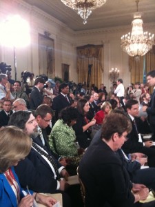 amcnewser The media waiting for President Obama. (Image from Ana Marie Cox.)