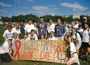 Me, marching in D.C., at AIDSWalk in 1997.  I'm the fourth from the left in the front row! Thanks to Tiffany, far right of the front row, for this picture!