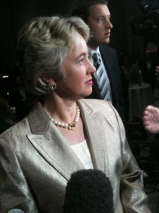 Annise Parker, entering her mayoral post-election party. (Photo by @miyashay via Twitter.)